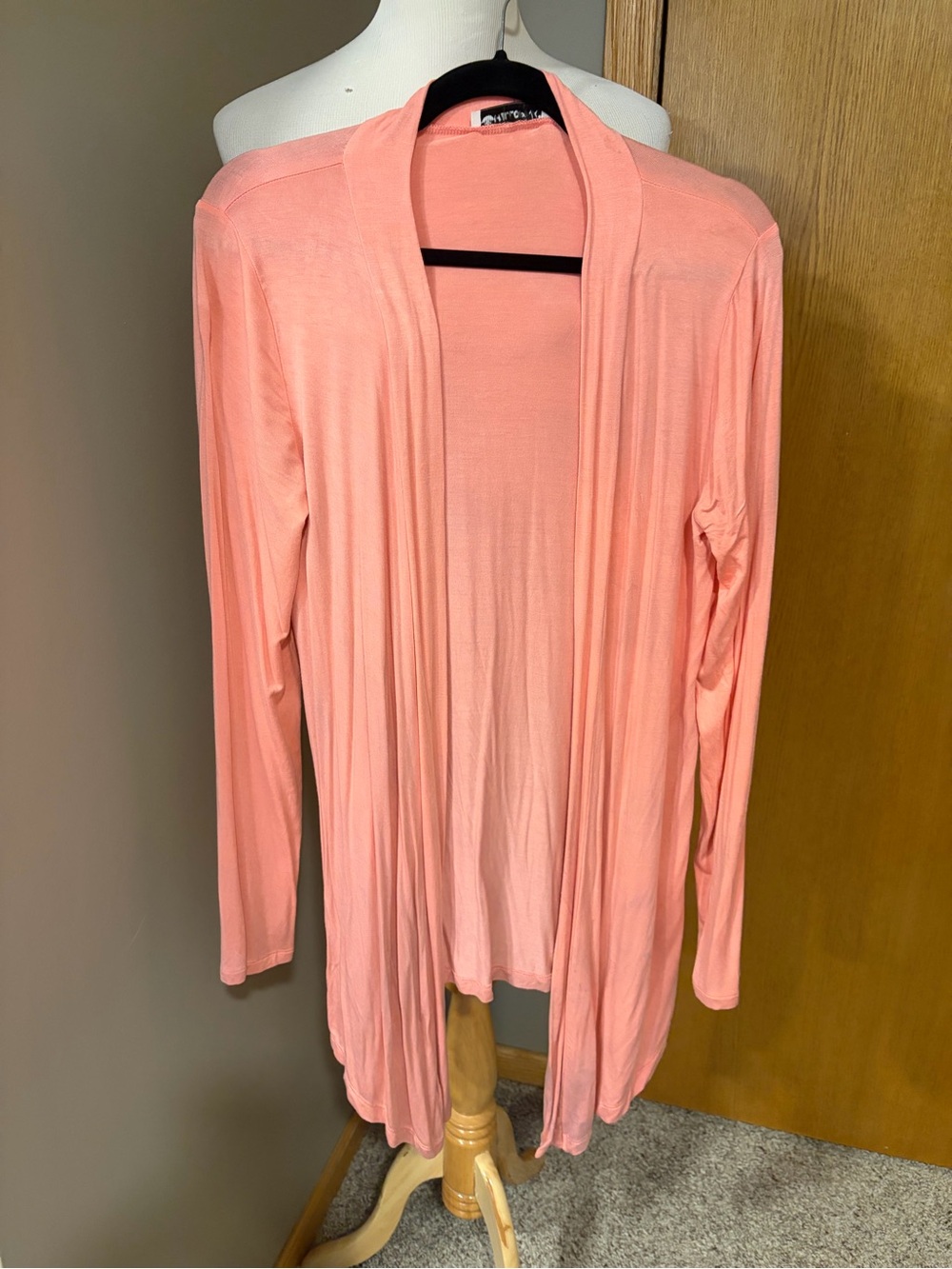 Grane Coral Pink Open-Front Lightweight Cardigan